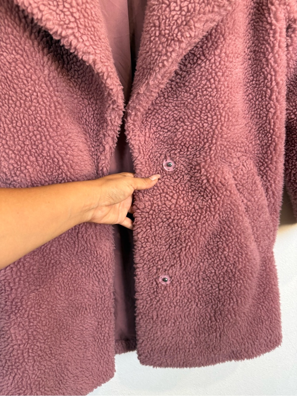 ABERCROMBIE & FITCH PINK TEDDY SHERPA COAT XS FAUX FUR QUIET LUXURY WINTER - Picture 4 of 12